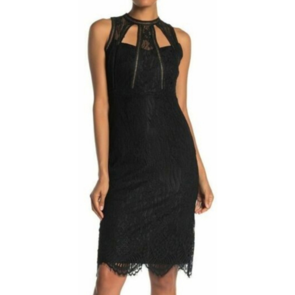 Love By Design Sleeveless Black Lace Cut-Out Midi Dress - Small NWT